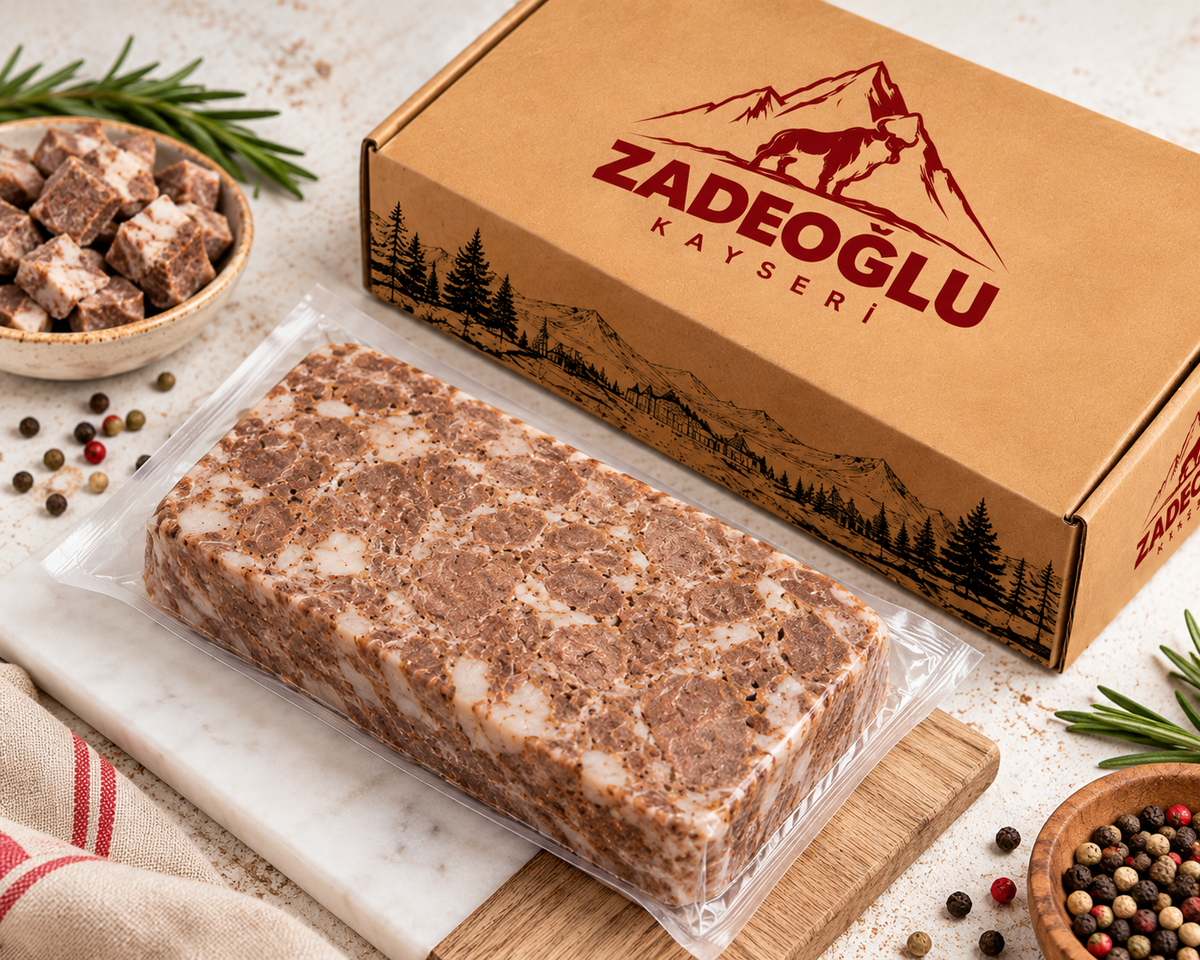 Zadeoğlu Klasik Dana Kavurma ambalajı ve vakumlu blok kavurma, kahvaltı ve sıcak yemeklerde kullanıma uygun geleneksel et ürünü.